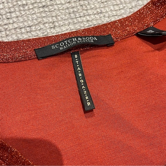 Scotch & Soda Maison Stargazer Lurex Glitter Shirt in Brick (M) - Picture 7 of 10